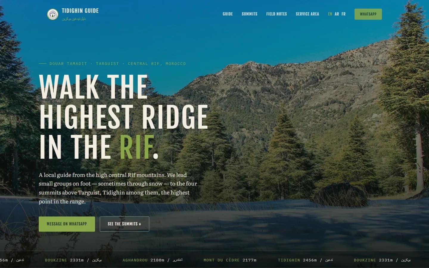 Page d'accueil du site Tidighin Guide